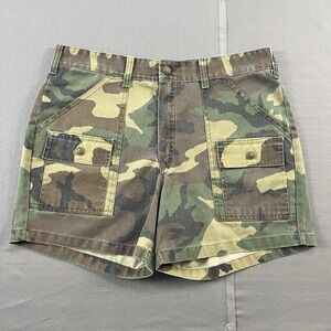 VTG 80s Camouflage Cargo Shorts 33" USA Made Army Green Camo